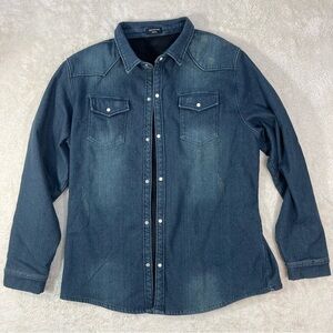 Ed Express Heavy Denim Blue Snap Down Shirt/Jacket 3XL Sherpa Lined